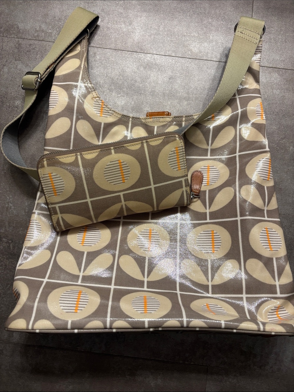Orla Kiely Floral Crossbody Tote Bag & Wallet Set